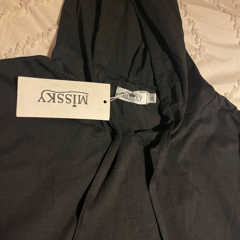 NWT MISSKY XL Black Hoodie Dress (fits like M/L) - Picture 2 of 3